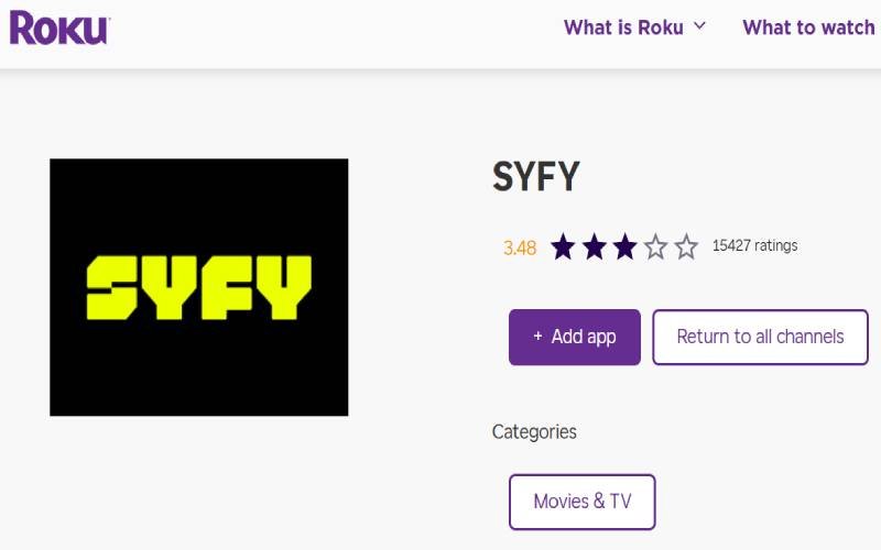 SyFy Roku app