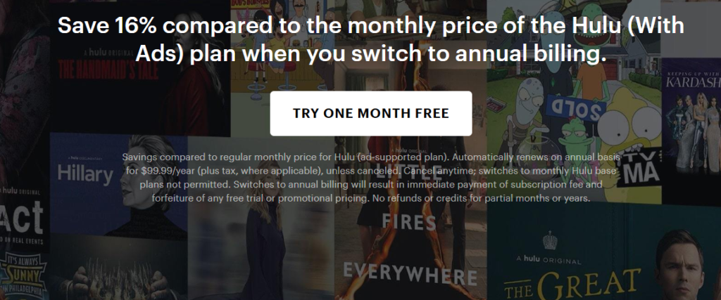 Hulu 30 Day free Trial