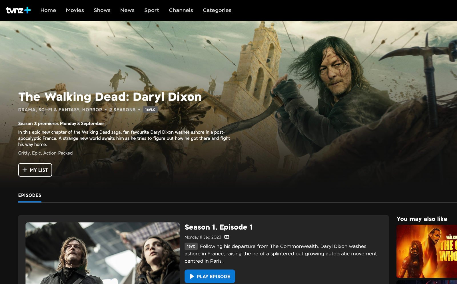 Watching The Walking Dead: Daryl Dixon season 3 on TVNZ+ for free in Australia with a VPN